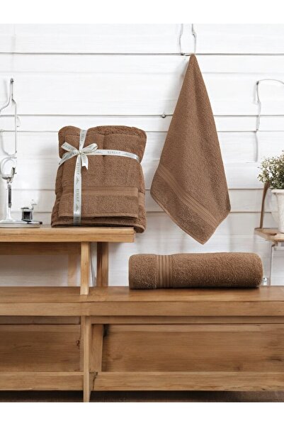 COTTONQUEEN مجموعة فيستا مكونة من منشفتين بنيتين مقاس كينج