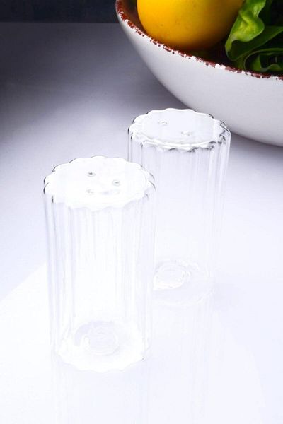STOREMAX Sellbuystore Kitchen 2-Piece Handmade Blown Glass Salt and Pepper Shakers Transparent 1053513