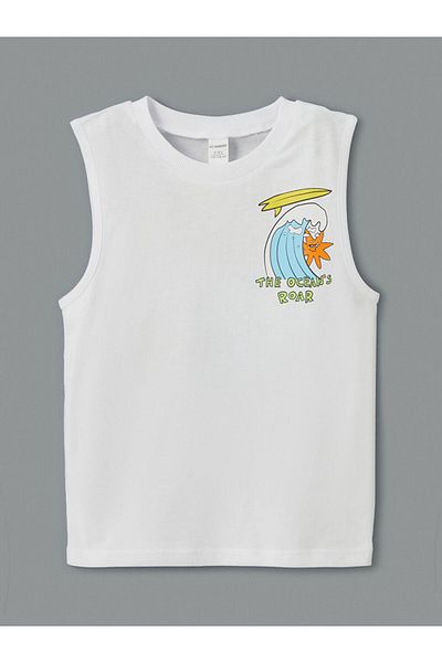 LC Waikiki New Season Crew Neck Boys' Undershirt and Swimming Shorts 2-Piece Set - S5Mb31Z1