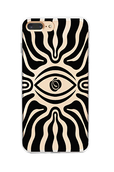 moonset Iphone 7 Plus / 8 Plus Uyumlu Göz Tasarımlı Baskılı Şeffaf Telefon Kı...