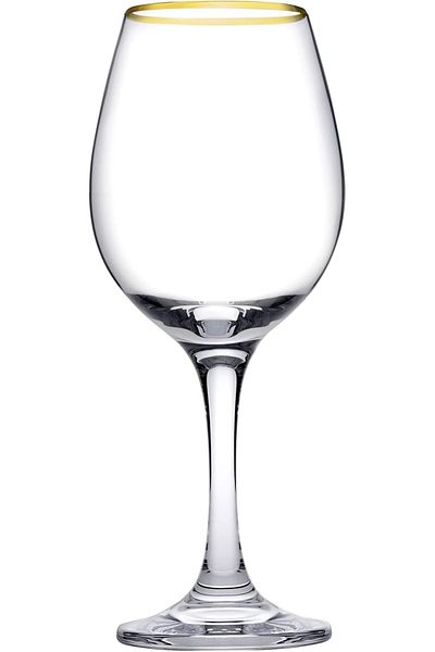 STOREMAX Ntwork Golden Touch Footed Glass 295 Cc - 6 Pcs Transparent Art 1087243