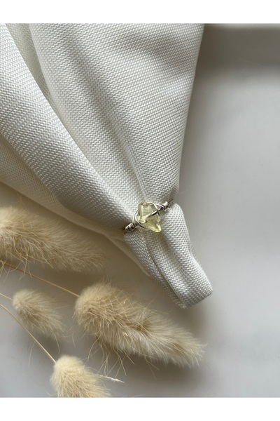 PelvedDesign خاتم سلك فضي قابل للتعديل من حجر السترين المكسور