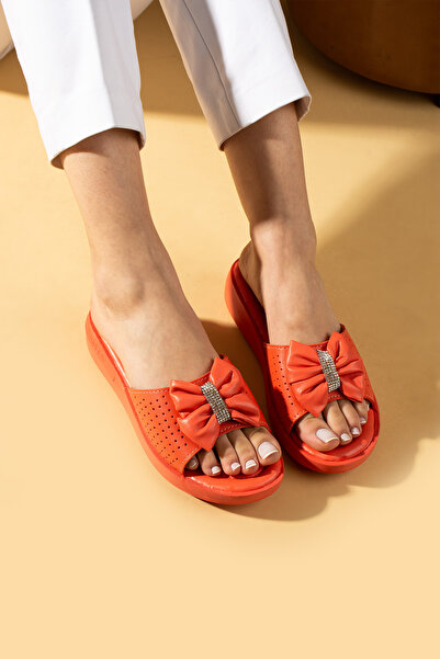 Pembe Potin New Season Pomegranate Comfortable Light Sole Daily Buckle Wedge Heel Slippers Sandals