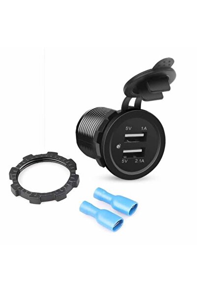 Genel Markalar 12V Dual USB Araç Şarj Soketi 5V 1A 2.1A Çift USB Ledli Su Geç...