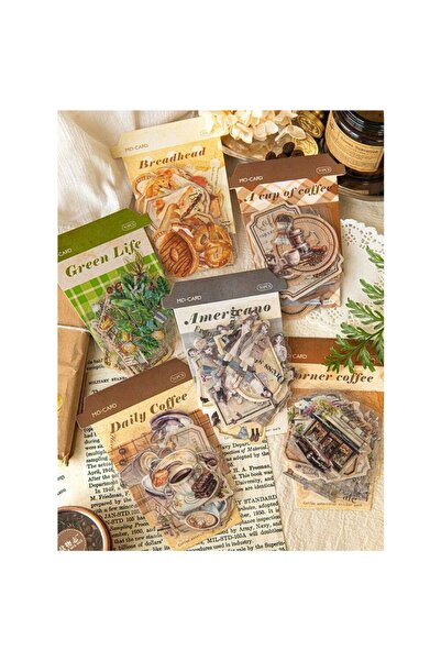 İthal E2-30 adet kahve temalı PET Sticker - Numara : 1