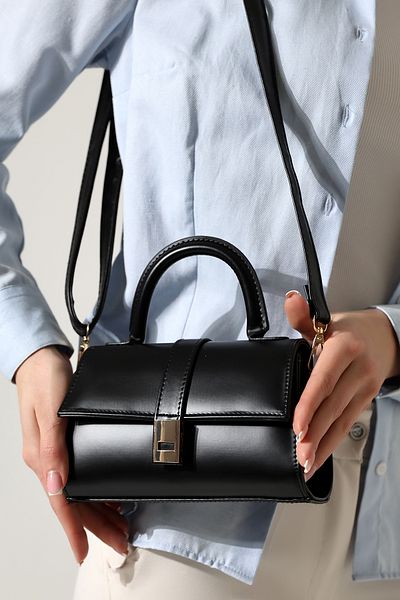Moda azza GEANT DE UMAR DE DAMA NEGRU CU DETALII MINI CATARAMA