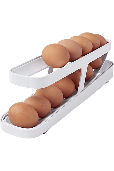 STOREMAX Sellbuystore 2 Tier Automatic Egg Stand - Egg Holder Rack and Storage Container for Refrigerator