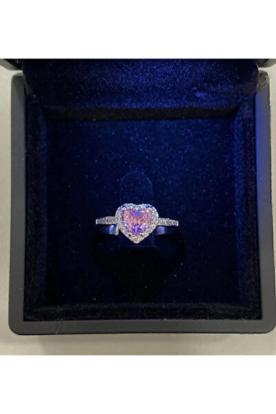 kubotique خاتم نسائي وردي قابل للتعديل من الفولاذ على شكل قلب لعيد الحب