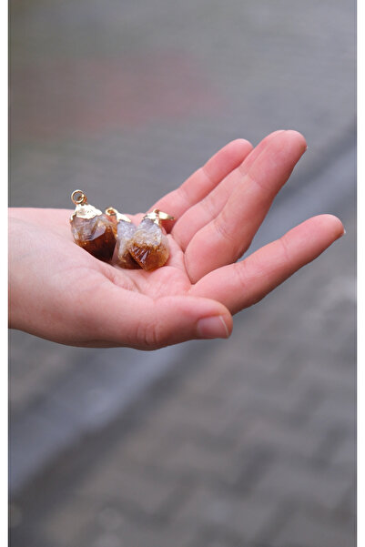 Ares Hills Doğal Sitrin Taşı Kolye Ucu (Bolluk,Bereket Ve Şans)