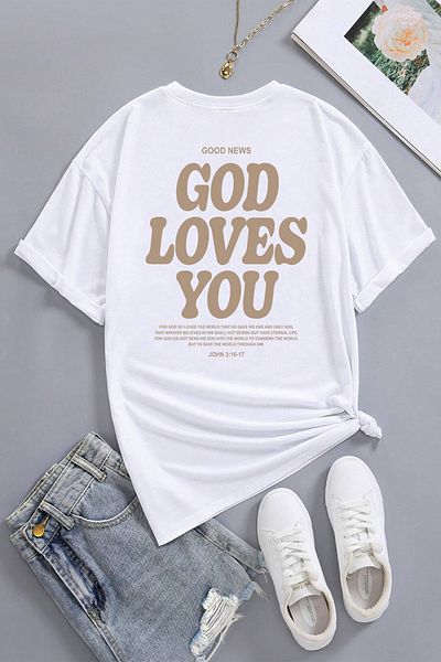 uyguntarz Μπλουζάκι Good Loves You Printed Unisex Oversize
