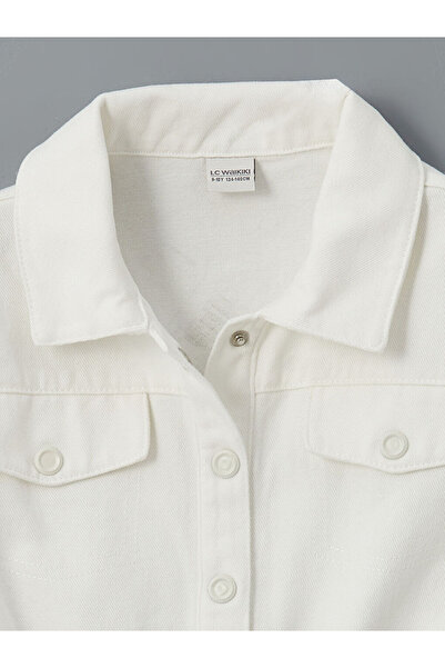 LC Waikiki LCW Kids Gömlek Yaka Kısa Kollu Kız Çocuk Jean Tulum