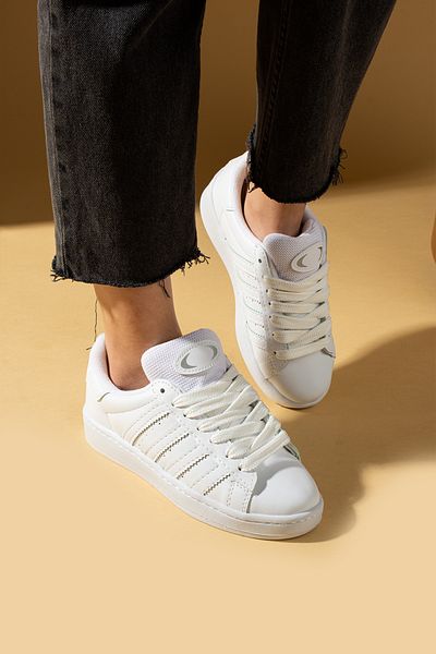 Pembe Potin Pantofi sport albi unisex cu șireturi Pantofi cu talpă confortabilă de zi cu zi