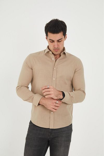 jack carisma Ανδρικό πουκάμισο 100% βαμβάκι, λινό υφή Slim Fit