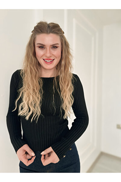 Store Gold Düğme Detaylı Çelik Triko