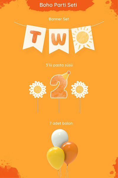 Hey Parti Sun Themed Minimal Party Set for 2 Years Old Birthday - Tiny