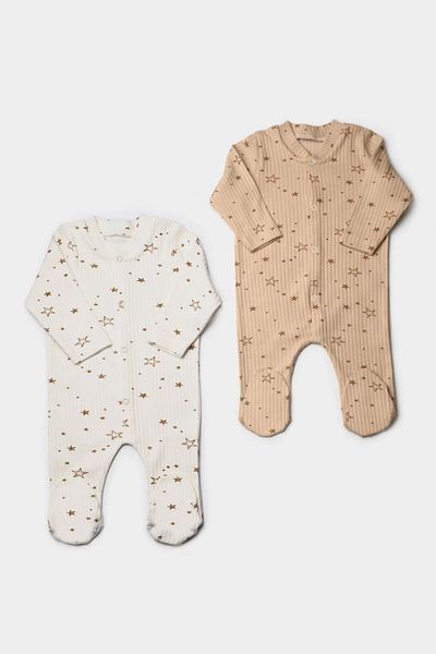 Bebewini Coffee Star 100% Cotton Jumpsuit with 2 Booties