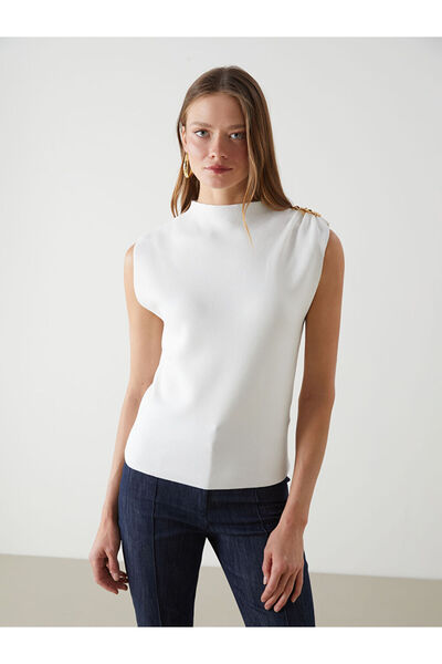 LC Waikiki سترة تريكو نسائية بياقة روبا مميزة من UZG STORE