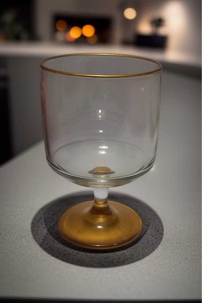 Paşabahçe 300 Cc Magnolia Ice Cream Presentation Cup - Gilded, Standing Dessert, Glass Set of 6