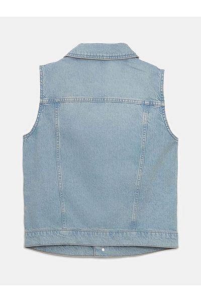 LC Waikiki New Season Shirt Collar Women's Jean Vest - S5Dv59Z8