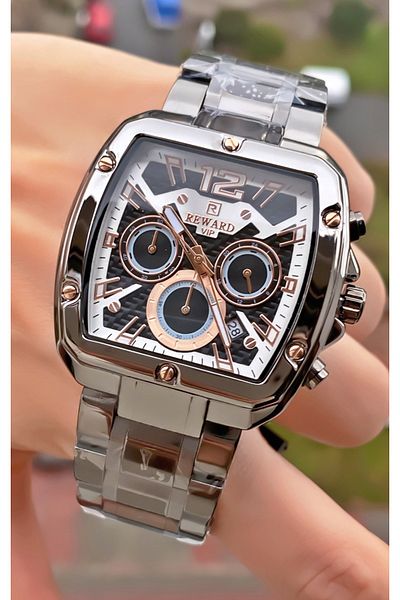 Reward Brand Silver Color Inner Functions Active Men's Wrist Watch - Bracelet Gift