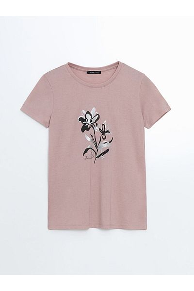 LC Waikiki Γυναικείο φλοράλ μπλουζάκι Crew Neck