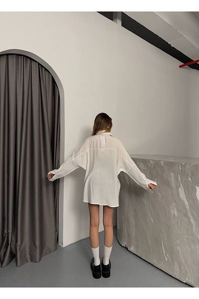 İLKCET MODA Modal Fabric Oversize Γυναικείο Πουκάμισο