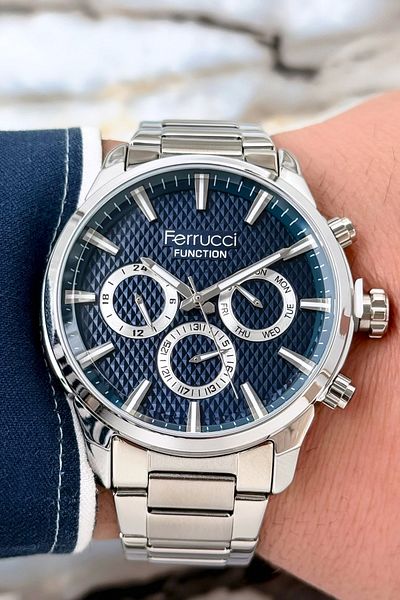 Ferrucci Men's Watch Zmfer086, Mineral Glass and Steel Band & Case
