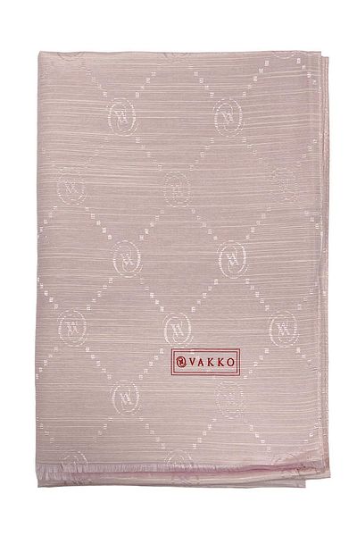 Vakko Cotton Silk Shawl - Monogram - Powder Pink