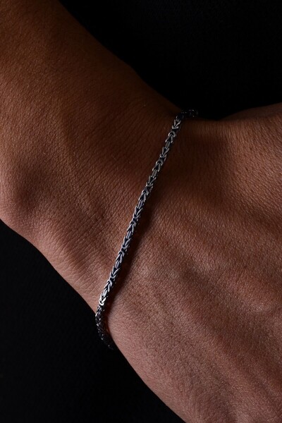 Ricco Jewellery 925 Ayar Gümüş Old Money Oksitli 2 Mm Kral Bileklik