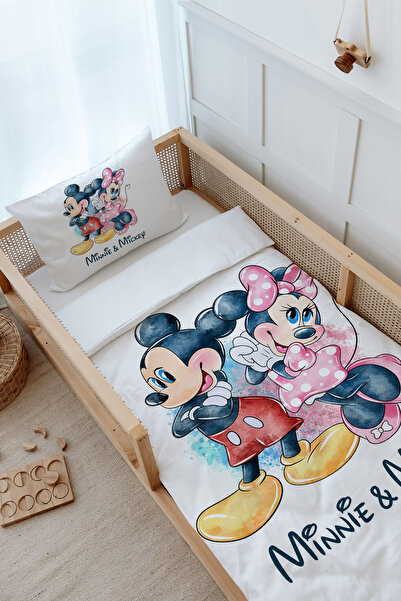 Tuğba Kuğu Montessori Duvet Cover Set (100X200) - Mini Mouse & Mickey with Cute Dress