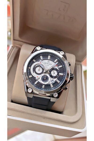 Reward Brand Black Color Inner Functions Active Men's Wrist Watch - Bracelet Gift