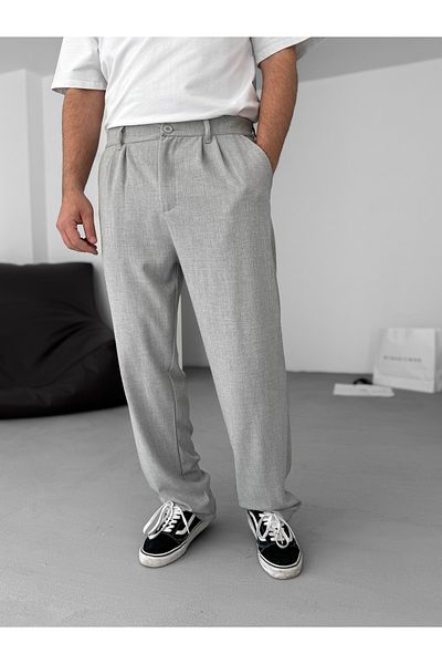 BYBASICMAN Gray Fabric - Loose Fit Trousers Ke-Df