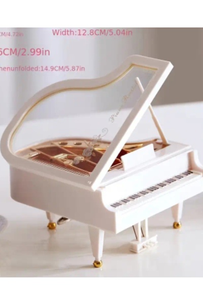 ÇEÇEN HOME Şık Beyaz Piyano Müzik Kutusu - Karmaşık Mekanik Tasarım,Piyano Şekilli , Piyano