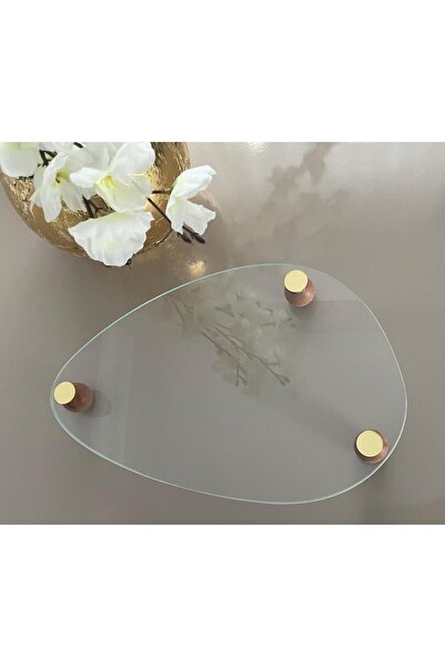 Meralles Glass Tray Wooden Ball Footed Drop Model Decorative Organizer Organi...