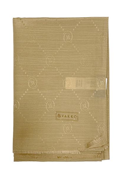 Vakko Gold Monogram Cotton Silk Shawl