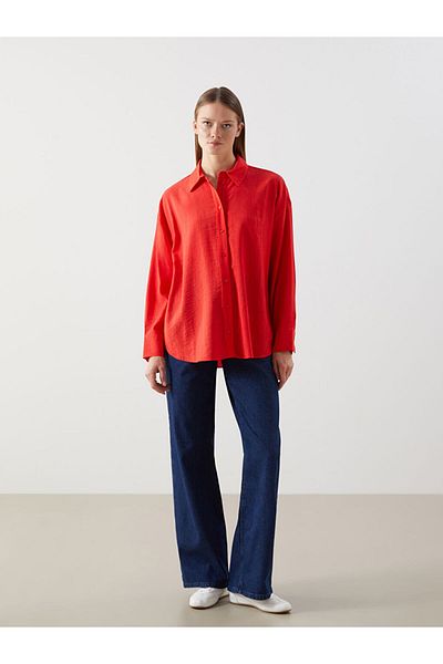 LC Waikiki Lcw Textured Oversize Women's Shirt Fast Fashion