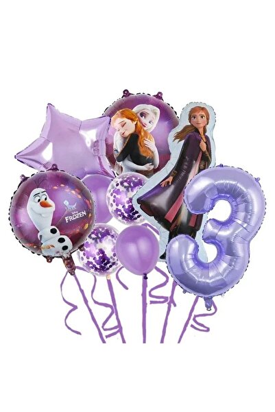 DÜVENCİ TİCARET Prenses Elsa Folyo Balonlar Doğum Günü mor rakamlı parti yaş ...