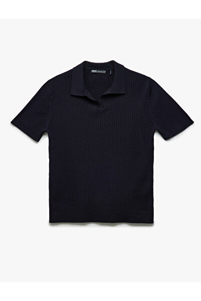 Koton Πλεκτό μπλουζάκι Polo με λαιμόκοψη με κοντό μανίκι