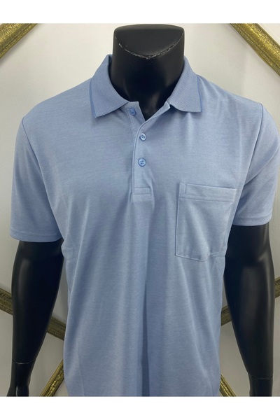 Sadık Collection Μπλουζάκι Ercan Plus Size Polo με κοντό μανίκι τσέπη γαλάζιο χρώμα 0170