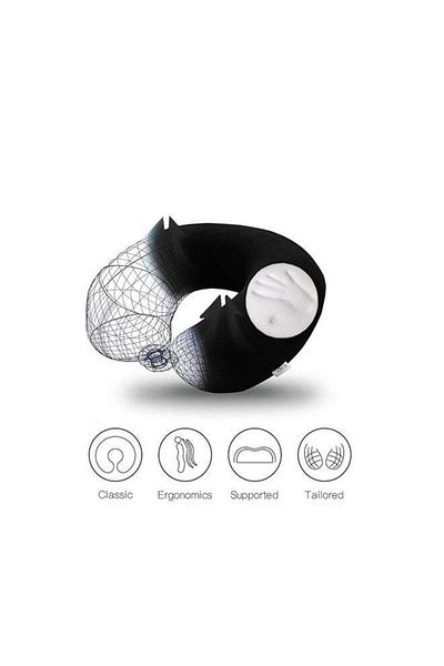 soufa dibaj Velvet Neck and Travel Pillow 30x25x10 cm - Black