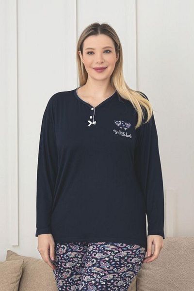 Farya Home X-Dreamy Plus Size Viscose Print Long Sleeve Pajamas Set
