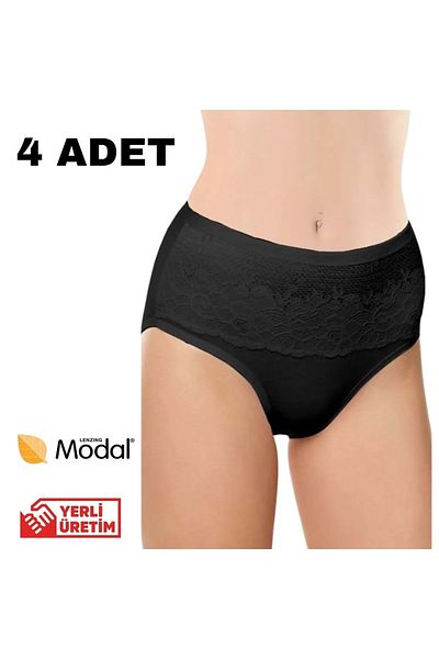 Belinay 4 Pieces 0193 High Waist Recovery Women's Panties Black XL