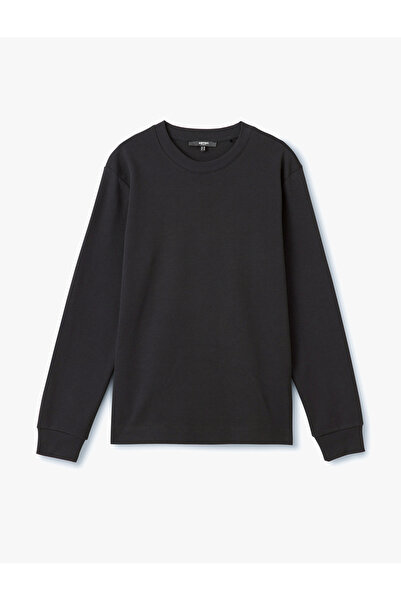 Koton Crew Neck Cotton Pique Fabric Basic Sweatshirt