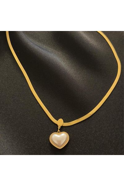 Zeyn Italian Chain Heart Steel Necklace-45 cm
