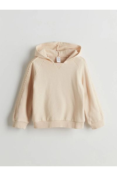 LC Waikiki Lcw Kids Beige Girls' Hooded Sweatshirt and Sweatpants Set of 2