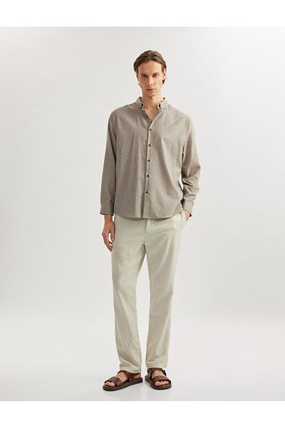 Koton Slim Fit košile s dlouhým rukávem a bavlněným límcem