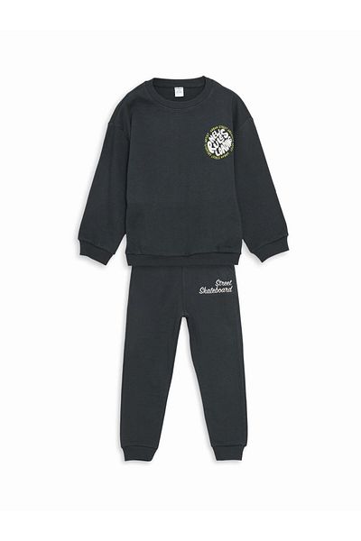 LC Waikiki Lcw Kids Boy's Sweatshirt and Sweatpants - Crew Neck, Set of 2