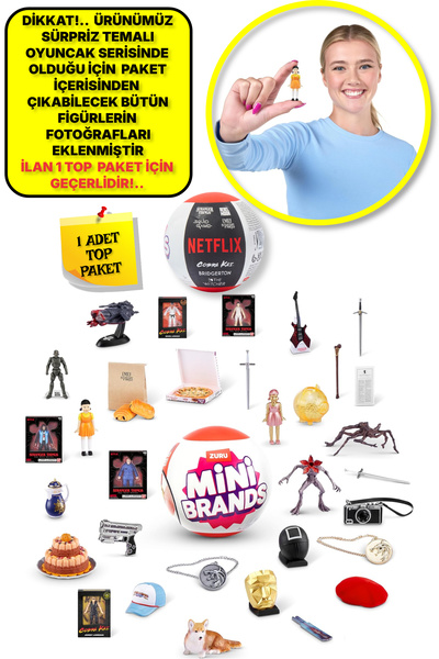 TOYFEST 1 Adet Mini Brands Mini Netflix Sürpriz Figürleri Top Paket - 1 Adet