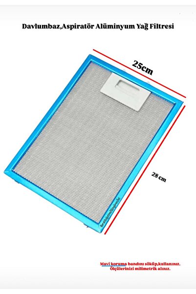 beratsogutma DAVLUMBAZ ASPİRATÖR 25X28 CM ALÜMİNYUM YAĞ FİLTRESİ