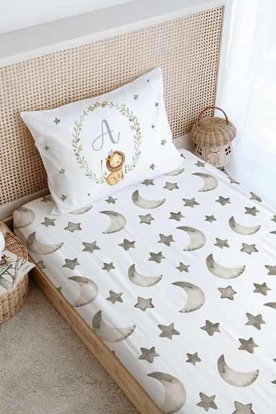 Tuğba Kuğu Single Fitted Sheet Set - Little Lion Series - Letter a